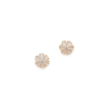 Ruby Raang Studio Grey Stone Flower Studs