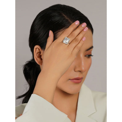 Ruby Raang Studio Adjustable White Diamond Finger Ring
