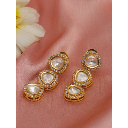 Ruby Raang Studio Uncut 3 Tier Kundan Dangler Earrings