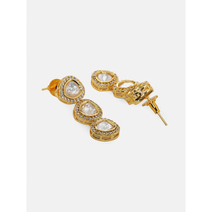 Ruby Raang Studio Uncut 3 Tier Kundan Dangler Earrings