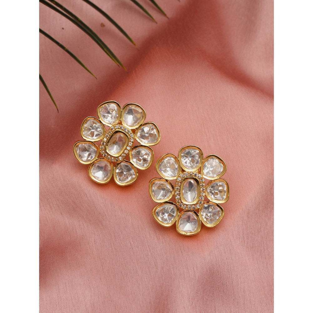 Ruby Raang Studio Oversized Round Kundan Studs