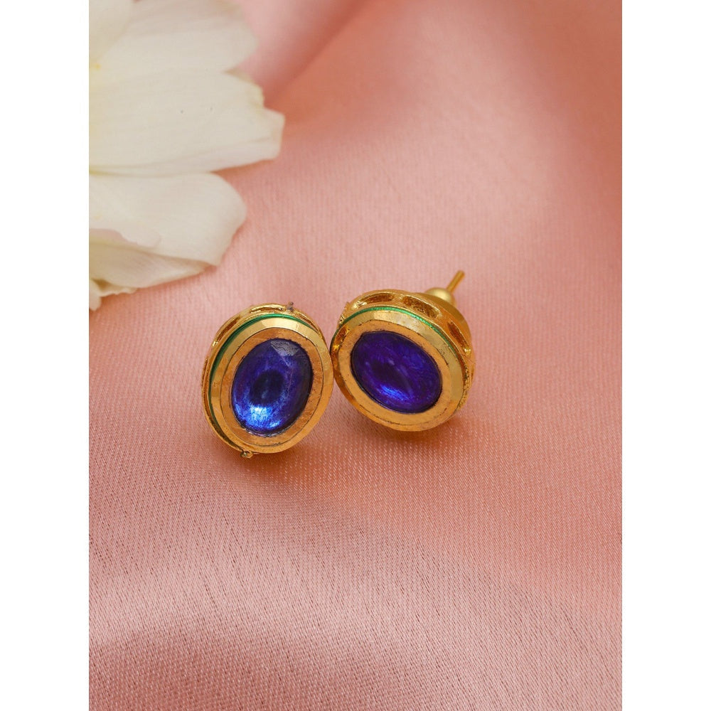 Ruby Raang Studio Blue Kundan Studs