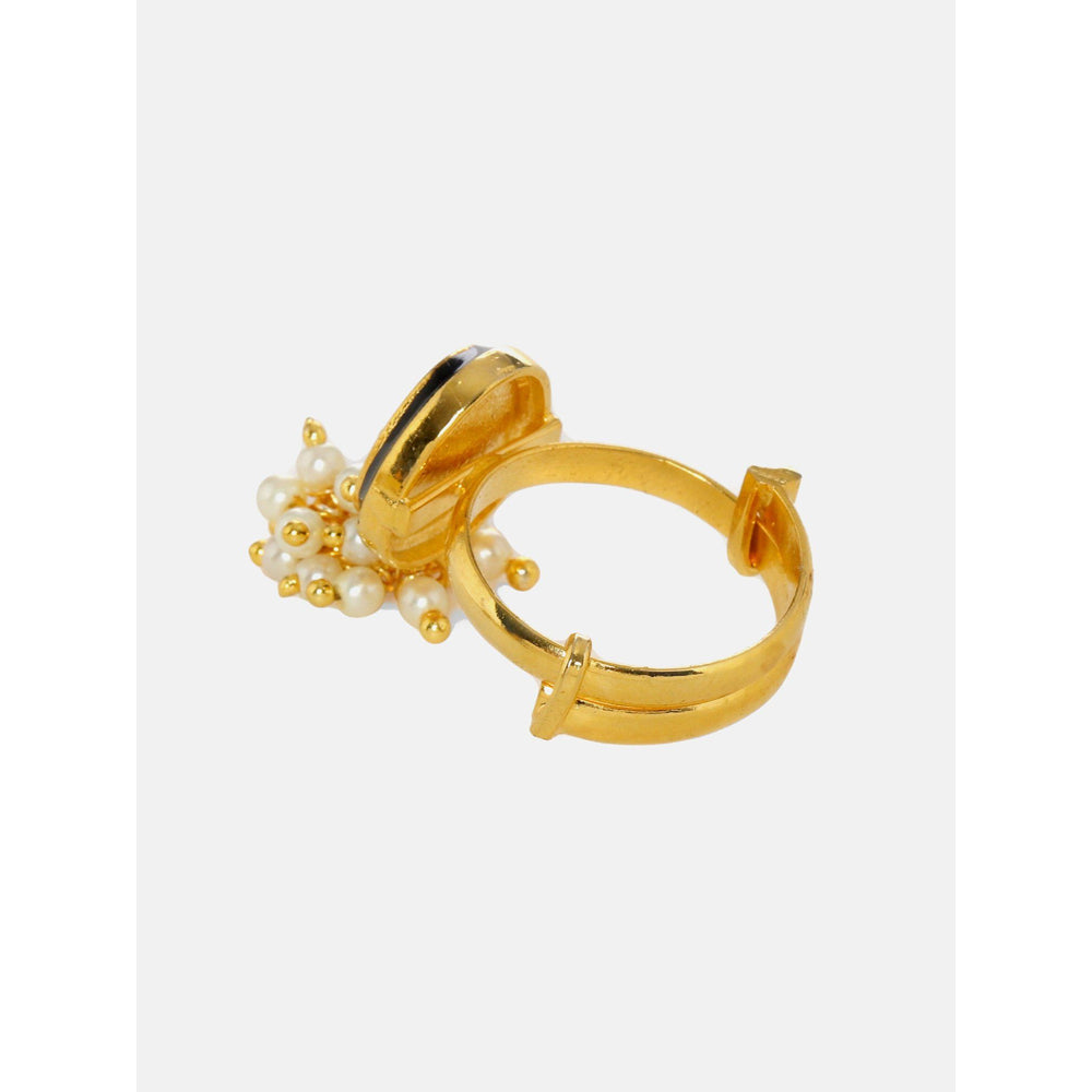 Ruby Raang Studio Kundan Ring With Pearls