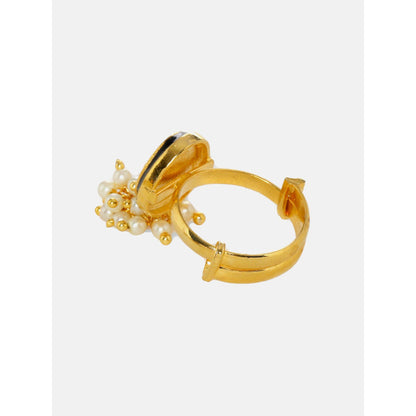 Ruby Raang Studio Kundan Ring With Pearls