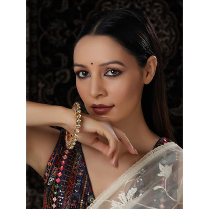 Ruby Raang Studio Kundan And Pearl Studded Bangle