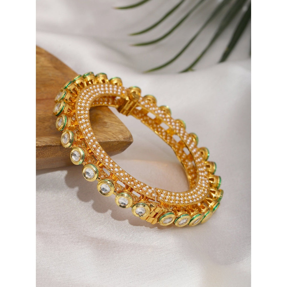 Ruby Raang Studio Kundan And Pearl Studded Bangle