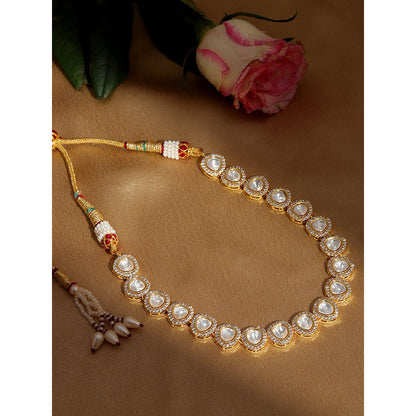 Ruby Raang Studio Kundan And Diamond Necklace In Brass