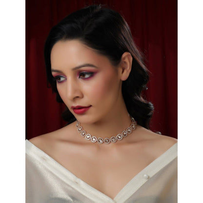 Ruby Raang Studio Patti Shaped Kundan And Round Diamond Necklace