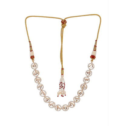 Ruby Raang Studio Patti Shaped Kundan And Round Diamond Necklace