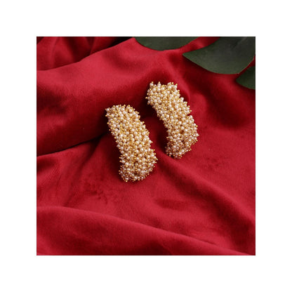 Ruby Raang Studio White Pearl Hoops Earrings
