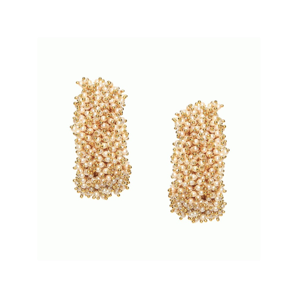 Ruby Raang Studio White Pearl Hoops Earrings