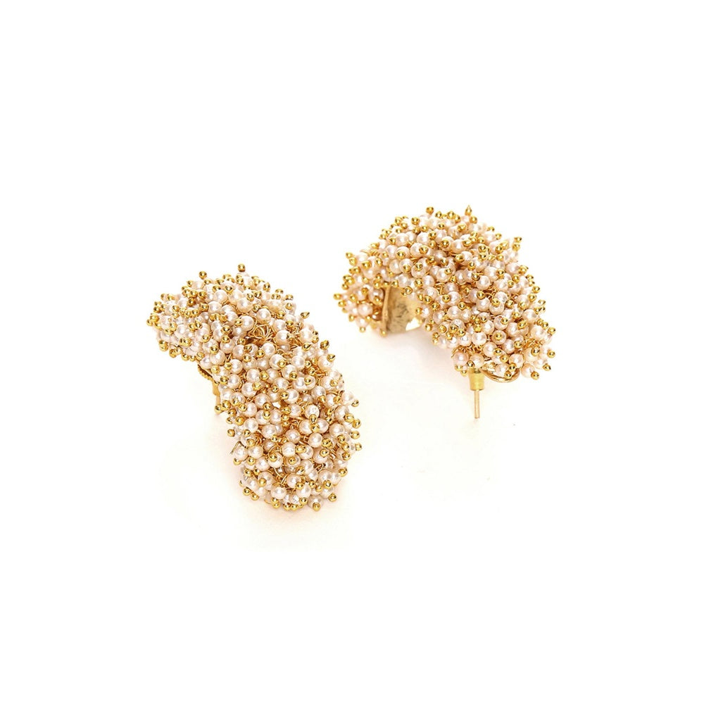 Ruby Raang Studio White Pearl Hoops Earrings