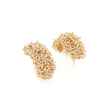 Ruby Raang Studio White Pearl Hoops Earrings