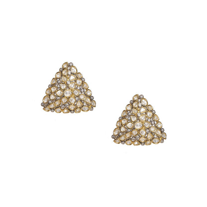 Ruby Raang Studio Triangle Dual Tone Kundan Earrings