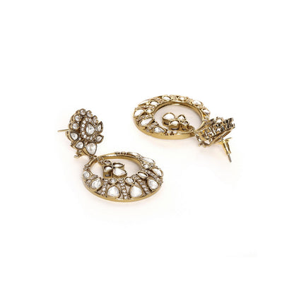 Ruby Raang Studio Chandbali Kundan Earrings White