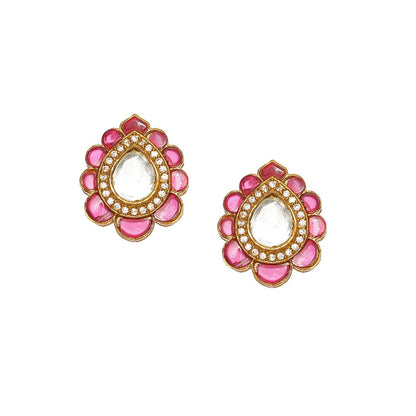 Ruby Raang Studio Tear Drop Maroon Stud Earrings