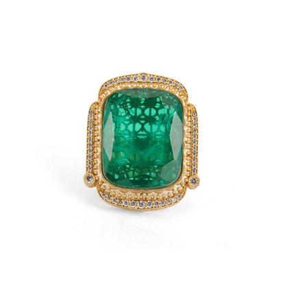 Ruby Raang Studio Oversized Emerald Cocktail Ring