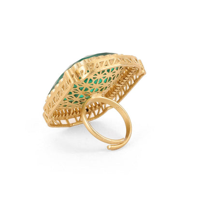 Ruby Raang Studio Oversized Emerald Cocktail Ring