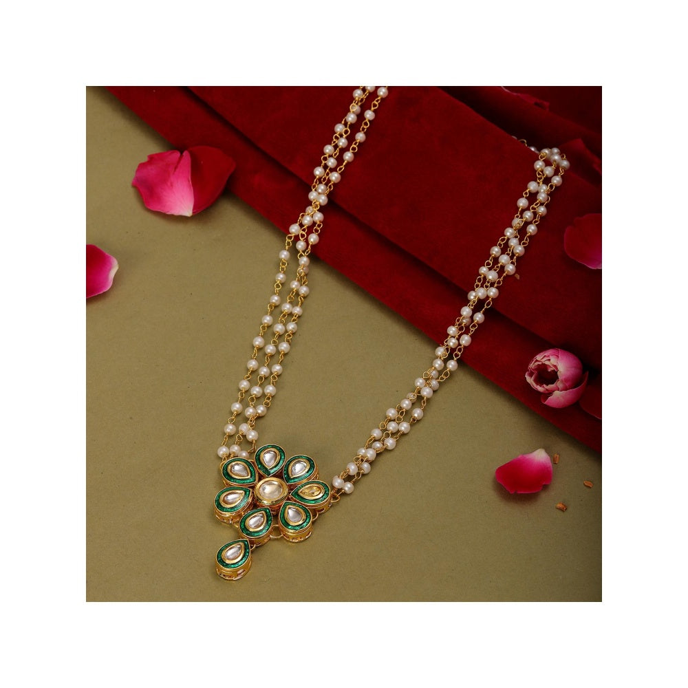 Ruby Raang Studio Meenakari Kundan Choker Necklace In Pearl Strings
