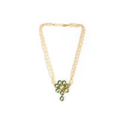 Ruby Raang Studio Meenakari Kundan Choker Necklace In Pearl Strings
