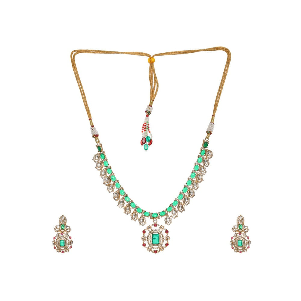 Ruby Raang Studio Multi-Color Kundan and Stone Choker with Earrings