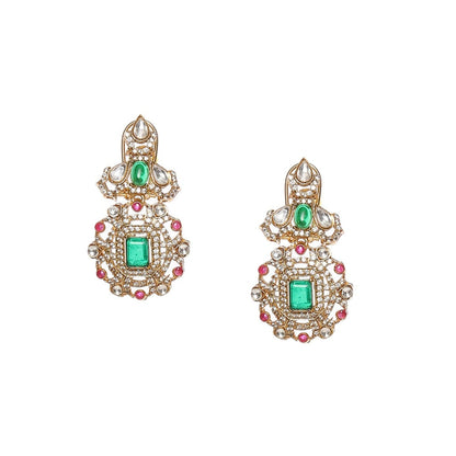 Ruby Raang Studio Multi-Color Kundan and Stone Choker with Earrings