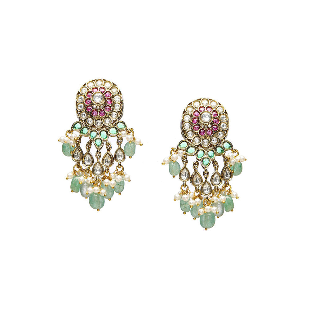 Ruby Raang Studio Precious Handcrafted Stone Neckpiece with Emeralds
