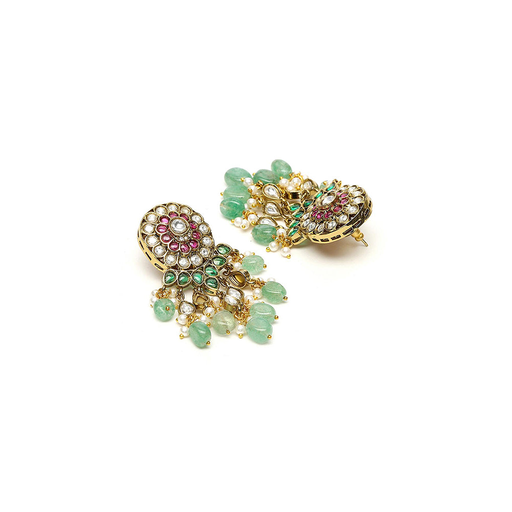 Ruby Raang Studio Precious Handcrafted Stone Neckpiece with Emeralds