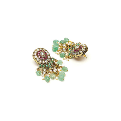 Ruby Raang Studio Precious Handcrafted Stone Neckpiece with Emeralds