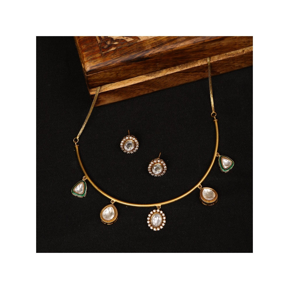 Ruby Raang Studio Kundan Hasli Necklace with Matching Studs