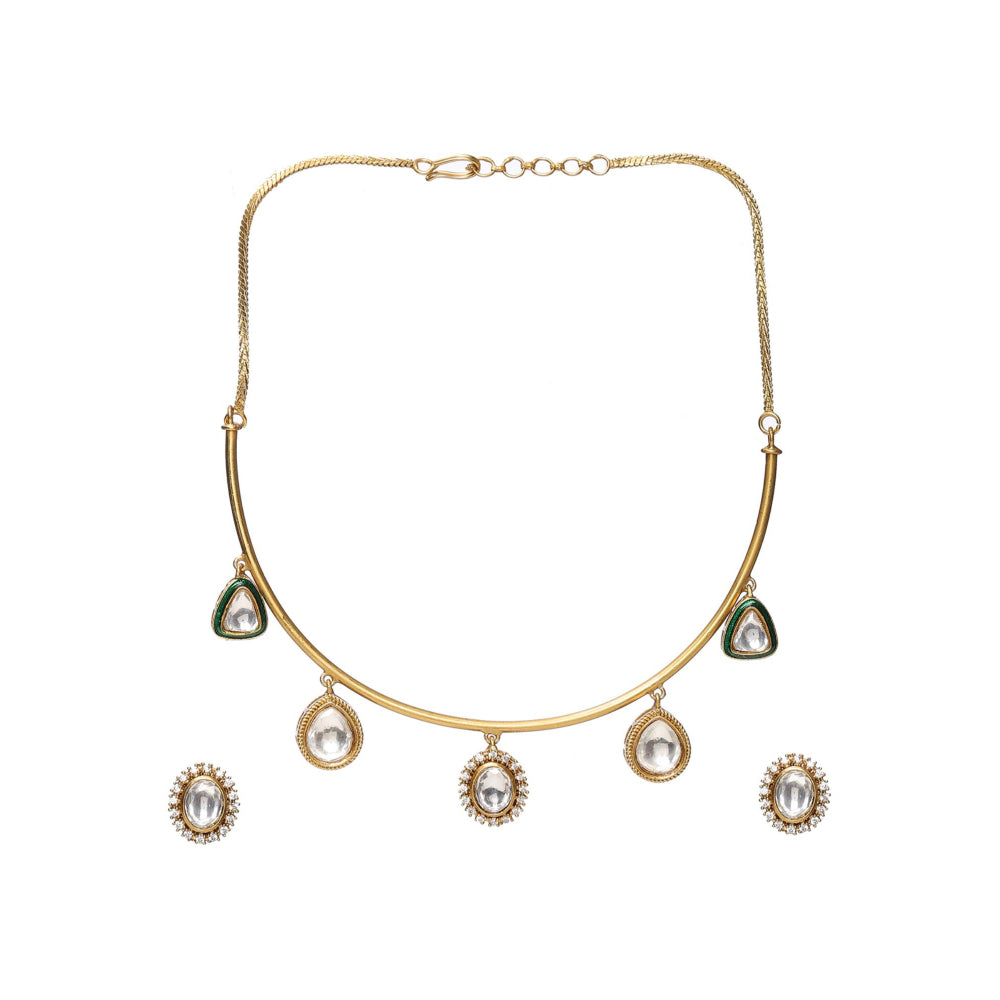Ruby Raang Studio Kundan Hasli Necklace with Matching Studs