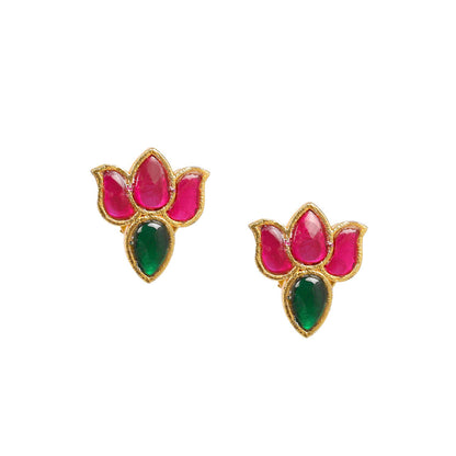 Ruby Raang Studio Handcrafted Patchi Kundan Necklace with Studs