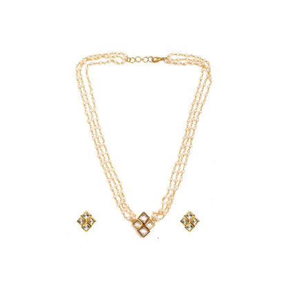 Ruby Raang Studio Kundan In Pearl String Necklace with Matching Studs