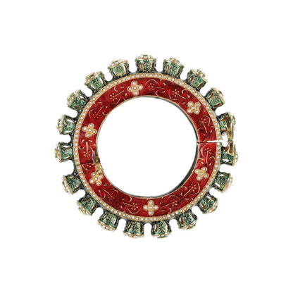Ruby Raang Studio Handcrafted Pearl Heavy Bangle Green and Red, White