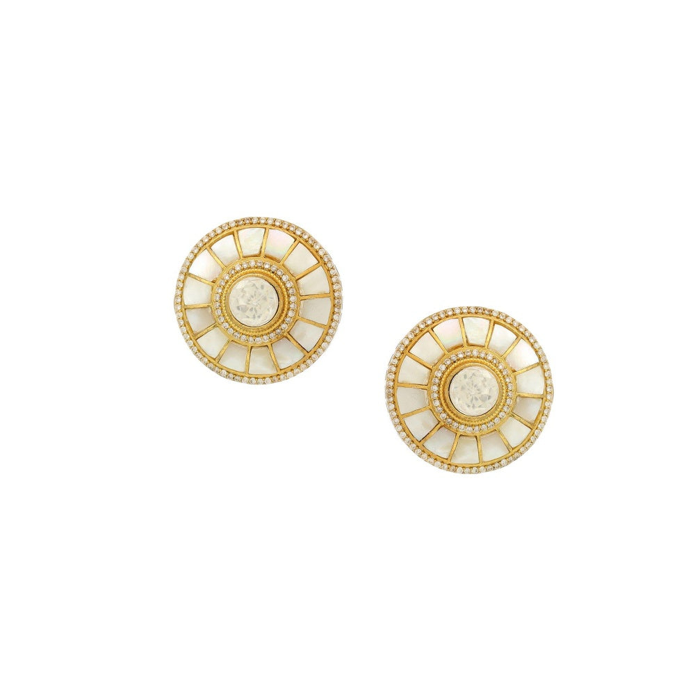 Ruby Raang Studio Women'S Kundan Pearl Earrings -White