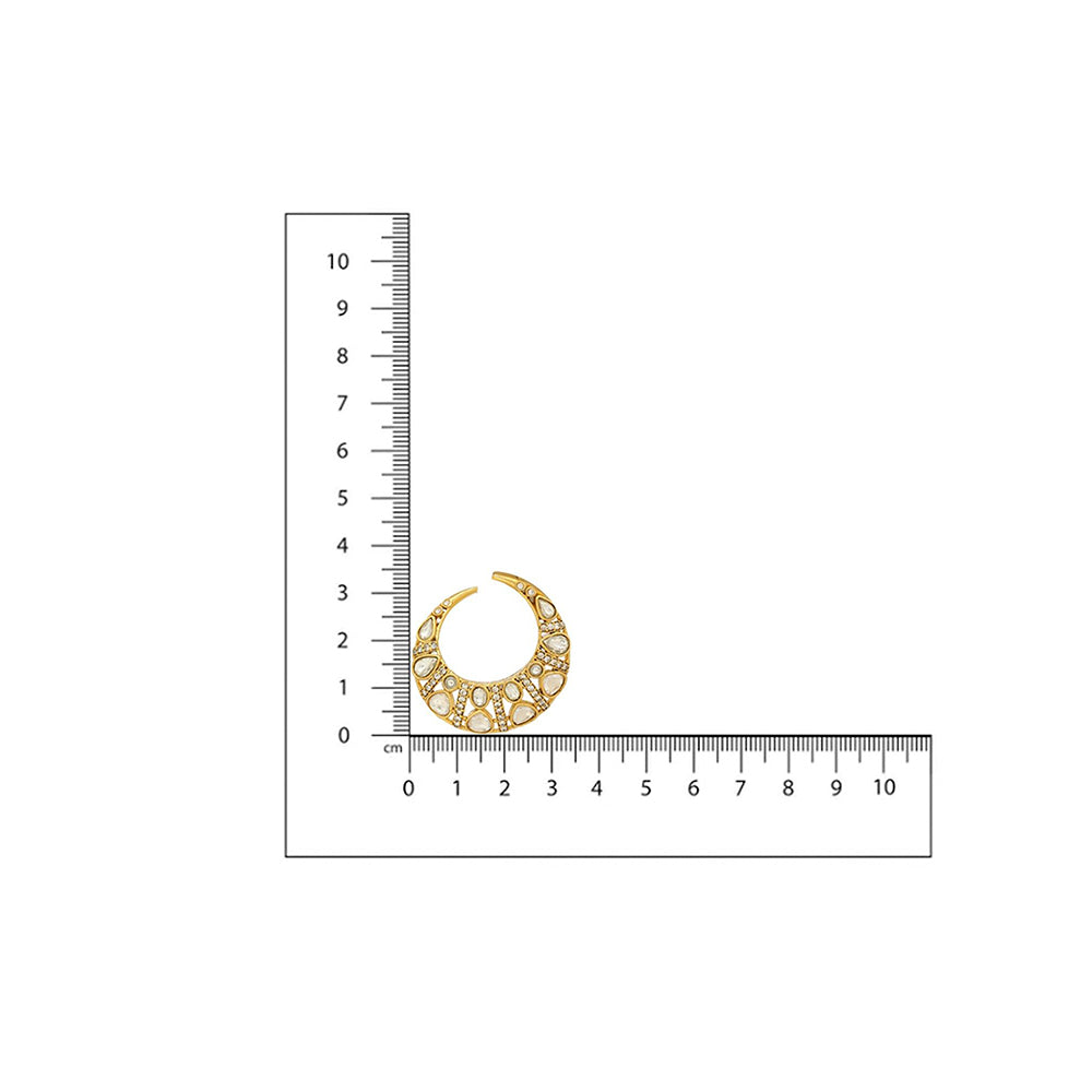 Ruby Raang Studio Moissanite Gold Plated Round Earrings -White