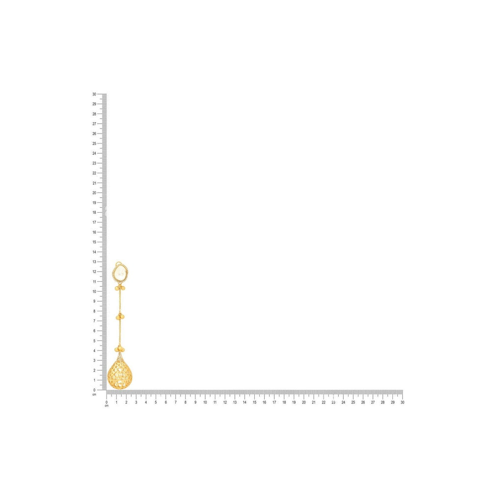 Ruby Raang Studio Glass Kundan Antique Finish Long Earrings -White