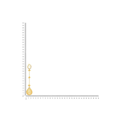 Ruby Raang Studio Glass Kundan Antique Finish Long Earrings -White