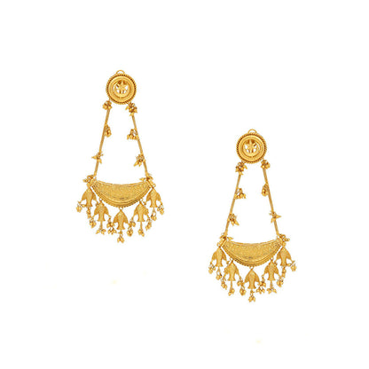 Ruby Raang Studio Kundan Antique Finish Chandelier Earrings -Gold
