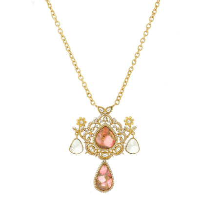 Ruby Raang Studio Natural Stones Earrings & Necklace Set -Multi-Color