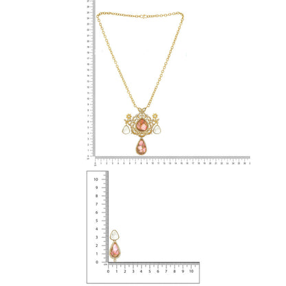 Ruby Raang Studio Natural Stones Earrings & Necklace Set -Multi-Color