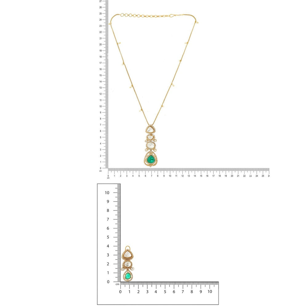 Ruby Raang Studio Natural Stones Antique Finish Earrings & Necklace Set -Multi-Color