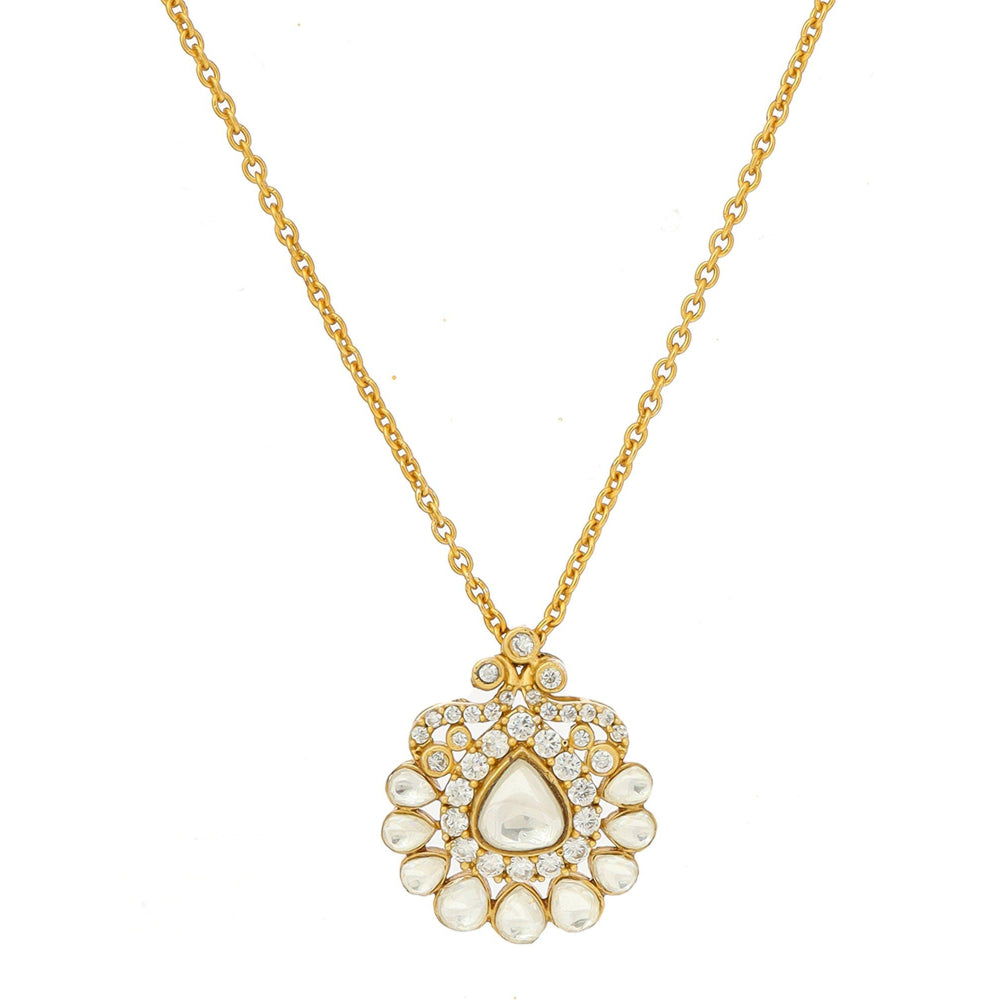 Ruby Raang Studio Kundan Antique Finish Earrings & Necklace Set -White