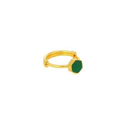 Ruby Raang Studio Natural Stone Green Hexagon Ring -Green