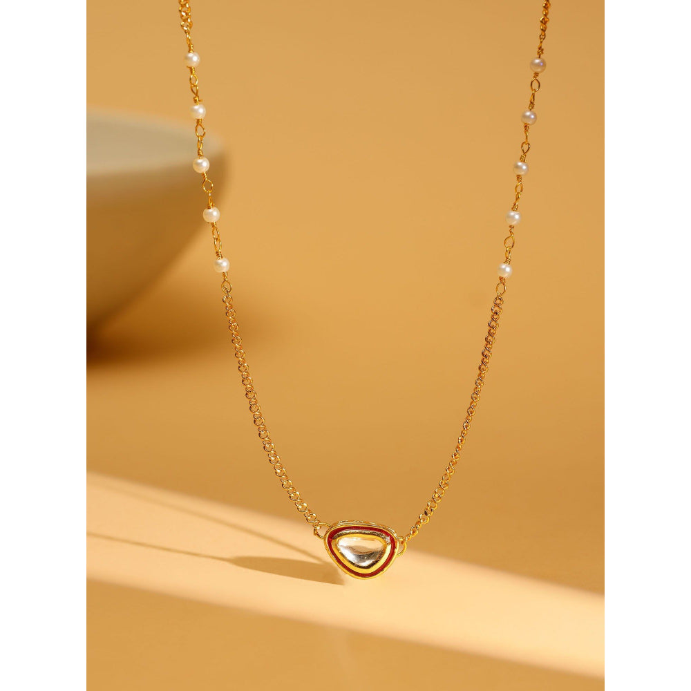 Ruby Raang Studio Gold Plated Kundan Necklace -Multi-Color