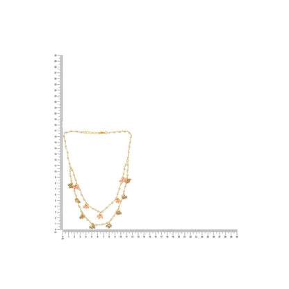 Ruby Raang Studio Beaded Pearl Necklace With Grey & Pink Colourful Motifs -White