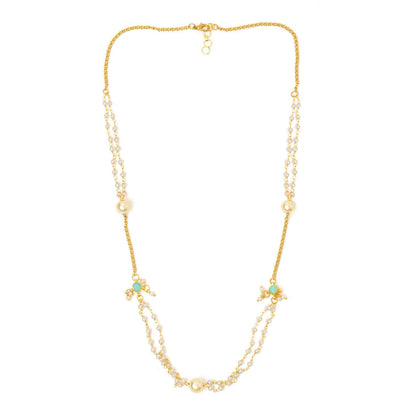 Ruby Raang Studio White Beaded Kundan Necklace -Multi-Color