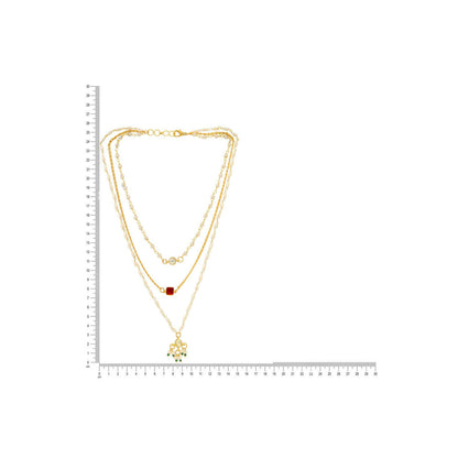 Ruby Raang Studio White & Gold, Red Stone Kundan Necklace