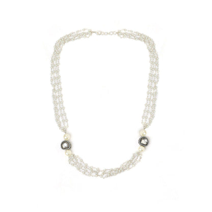 Ruby Raang Studio Rhodium Plated Kundan Necklace -White