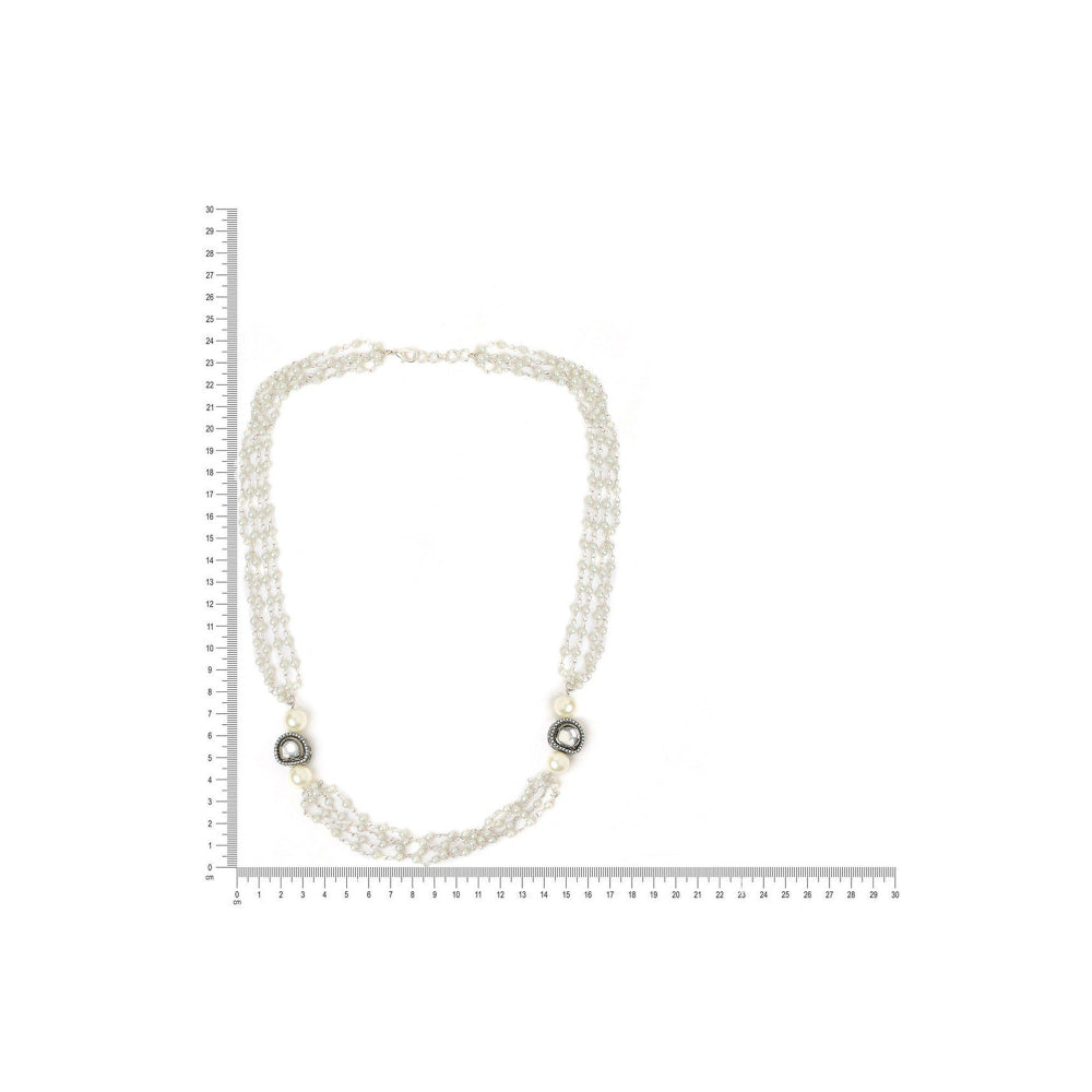 Ruby Raang Studio Rhodium Plated Kundan Necklace -White